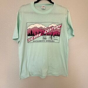 Vintage Cycling Swag Sacramento Wheelmen Sierra Century 1988 Graphic T Vintage L